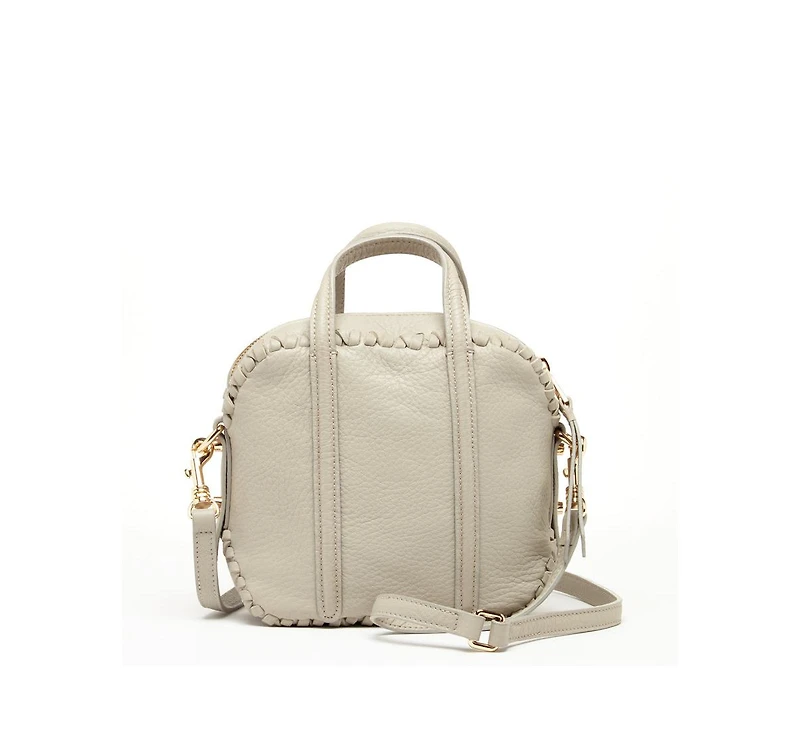 Susu Grayish Beige Leather Crossbody Bag – Medium Size Women s Handbag with Top Handle and Adjustable Strap