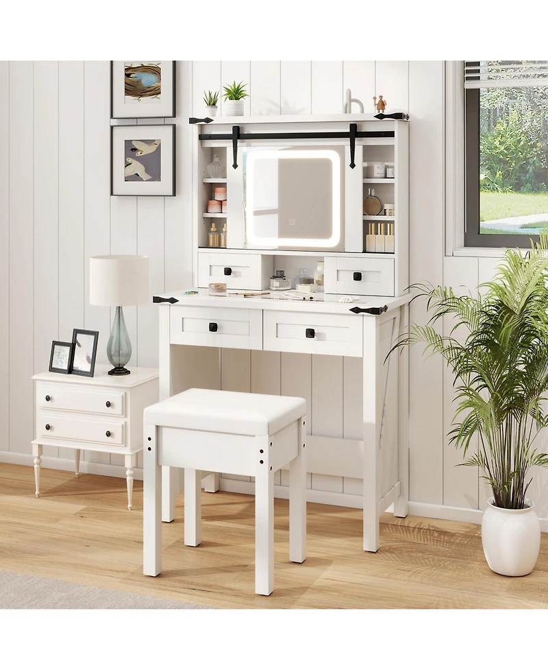 Makeup Vanity Desk with Mirror and Adjustable Storage Shelves