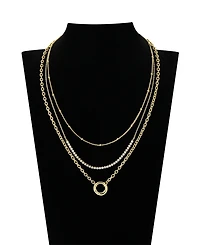 Unwritten Cubic Zirconia Tennis Round Carabiner Layered Necklace Sets
