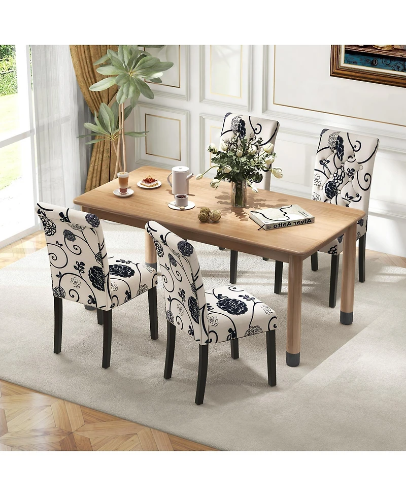 2 Pieces Tufted Dining Chair Set with Adjustable Anti-Slip Foot Pads