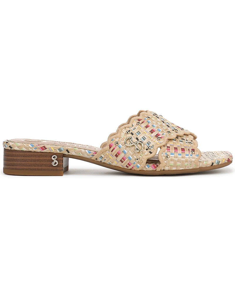 Sam and Libby Women's Khalia Crisscross Block Heel Slide Flat Sandals