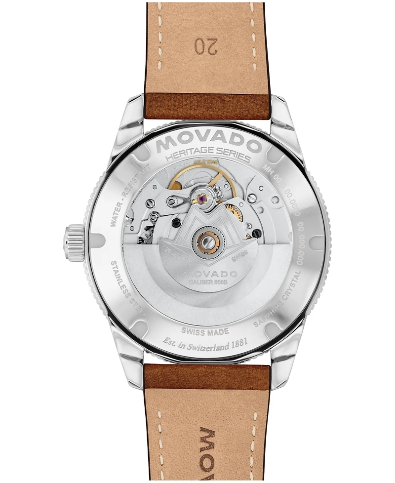 Movado Men's Calendoplan S Swiss Automatic Cognac Leather Watch, 40mm