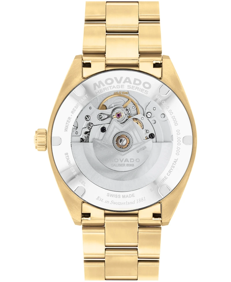Movado Men's Datron Swiss Automatic Ionic Plated Light Gold Steel Watch, 39mm