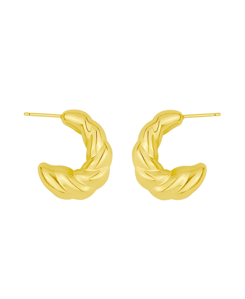 And Now This 18K Gold Plated Twisted Puff C-Hoop Earrings