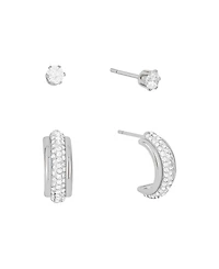 And Now This Clear Crystal Hoop and Cubic Zirconia Stud Earrings Set