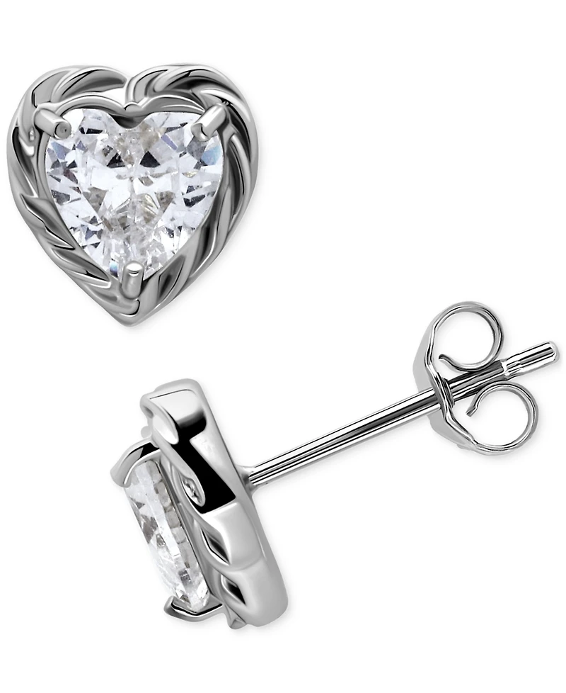Giani Bernini Cubic Zirconia Heart Rope Frame Stud Earrings, Exclusively at Macy's