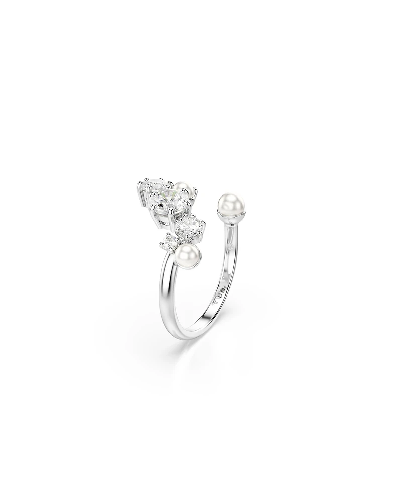 Swarovski Crystal Cultivated Pearl Round Cuts Statement Ring