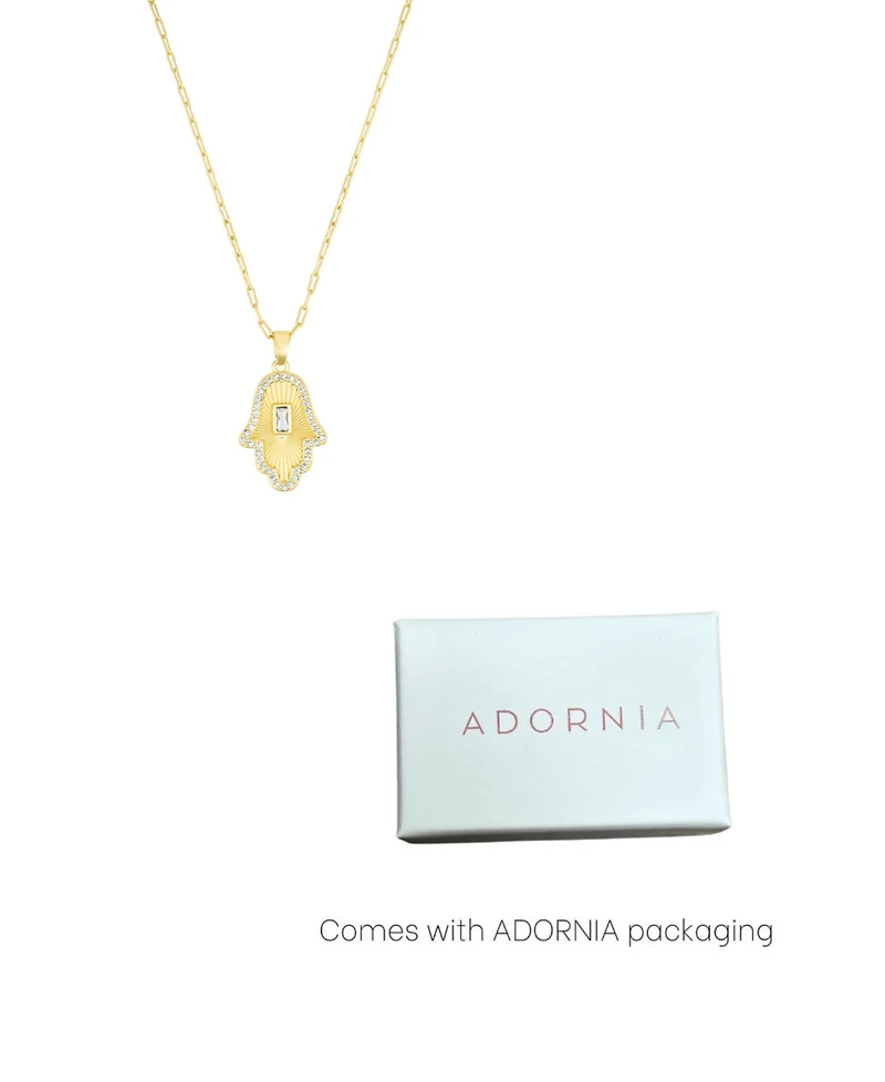 Adornia Gold Adjustable Crystal Baguette Stone Hamsa Necklace