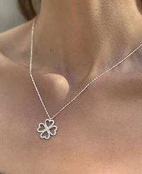 Adornia Adjustable Cubic Zirconia Heart-Shaped Pave Clover Necklace