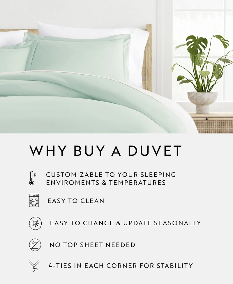 ienjoy Home Double Brushed Solid Duvet Cover Set, Full/Queen