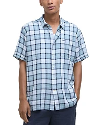 Barbour Men's Midfield Relaxed Fit Short Sleeve Linen Tartan Button-Front Shirt