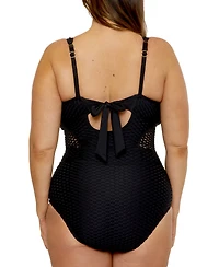 Becca Etc Plus Size Castaway Textured One-Piece Swimsuit