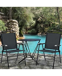 Gymax Set of 4 Folding Patio Chair Portable Sling Chair Yard Garden Outdoor