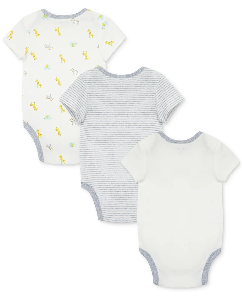Little Me Baby Safari Short-Sleeve Cotton Bodysuits, Pack of 3
