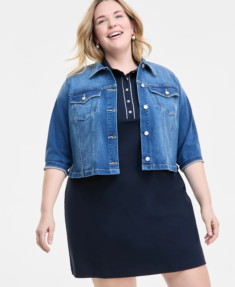 Tommy Hilfiger Plus 3/4-Sleeve Denim Jacket