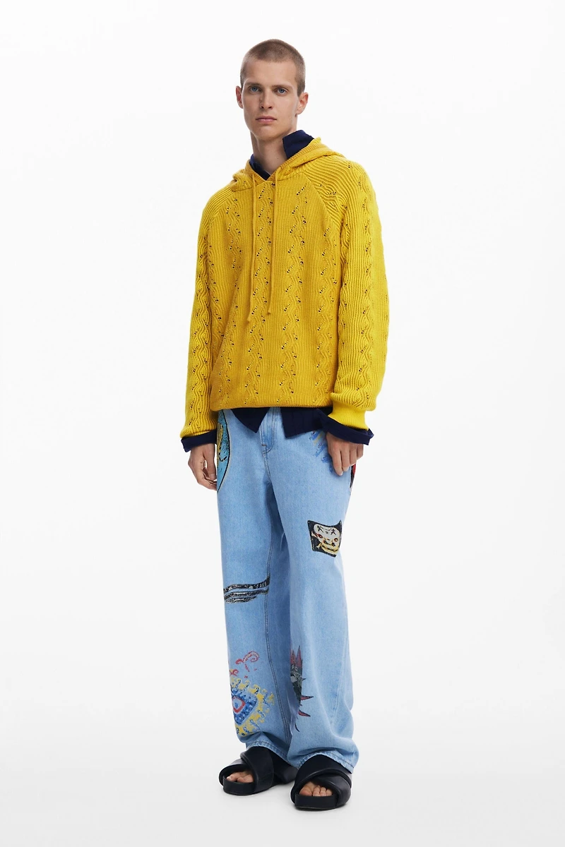Desigual Men's Hooded sweatshirt with eyelet details