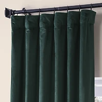 Half Price Drapes Spirit Green Signature Plush Velvet Hotel Blackout Curtain