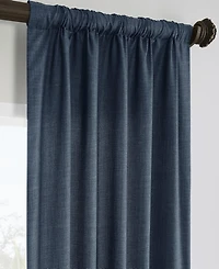 Half Price Drapes Sergeants Blue Italian Faux Linen Room Darkening Curtain