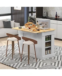 Kitchen Island with Ample Storage and 3-Level Adjustable Shelves for Organizing
