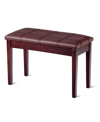 Double Piano Bench with Pu Leather Seat and Hidden Storage, Solid Wood Frame
