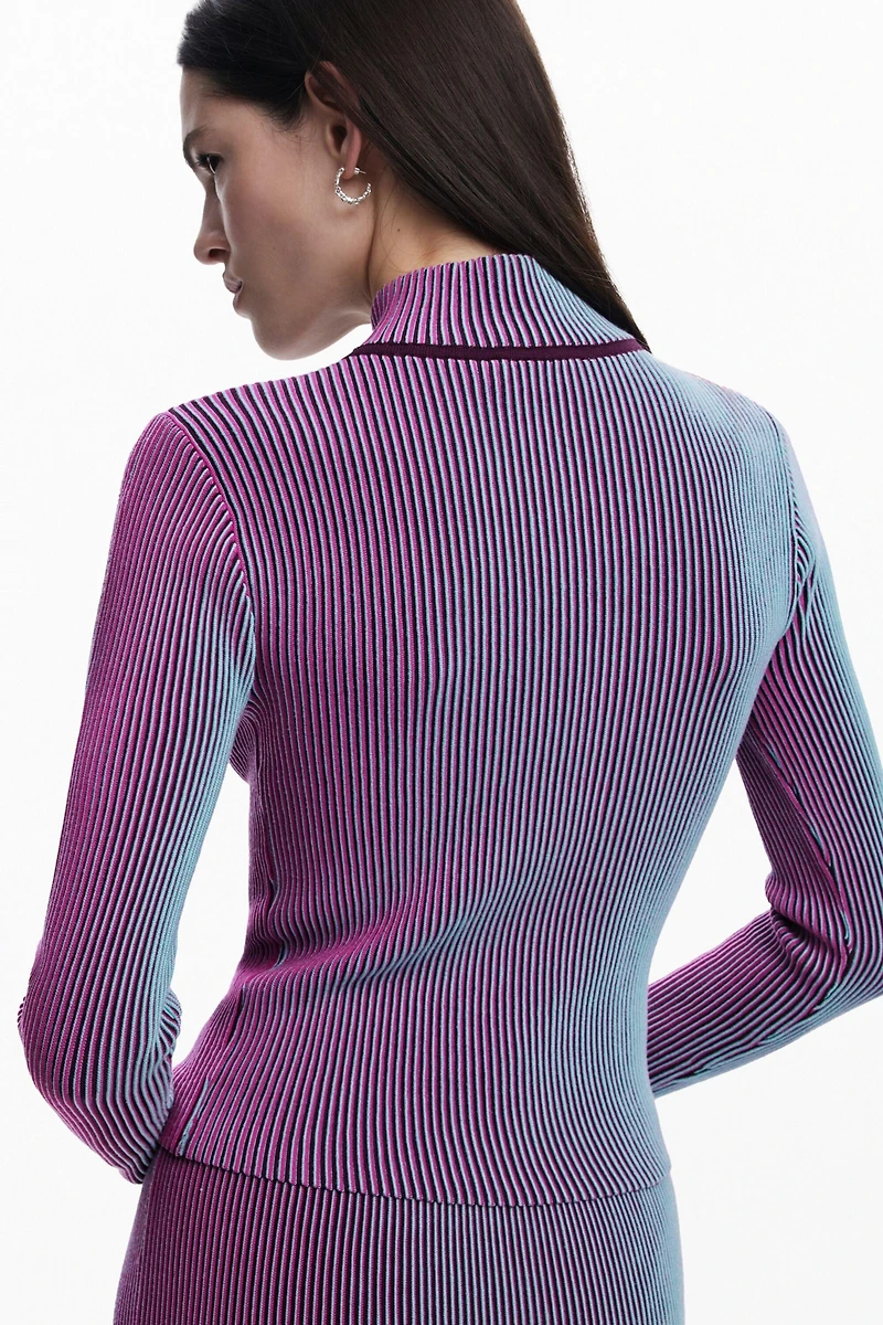 Desigual Women's Vertical striped zipper cardigan