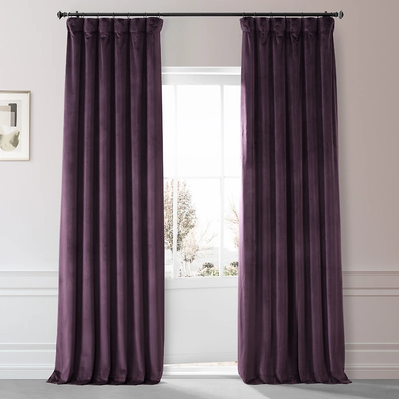 Half Price Drapes Plum Blossom Signature Plush Velvet Hotel Blackout Curtain