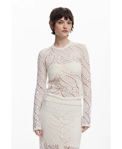Desigual Women's Long sleeve crochet T-shirt