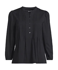 Lands' End Plus Lightweight Jersey Button Pintuck Top
