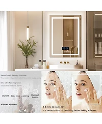Luvodi 23.6 x 31.5 In Smart Led Lighted Bathroom Mirror with Bluetooth Speaker, Front-lit, Backlight