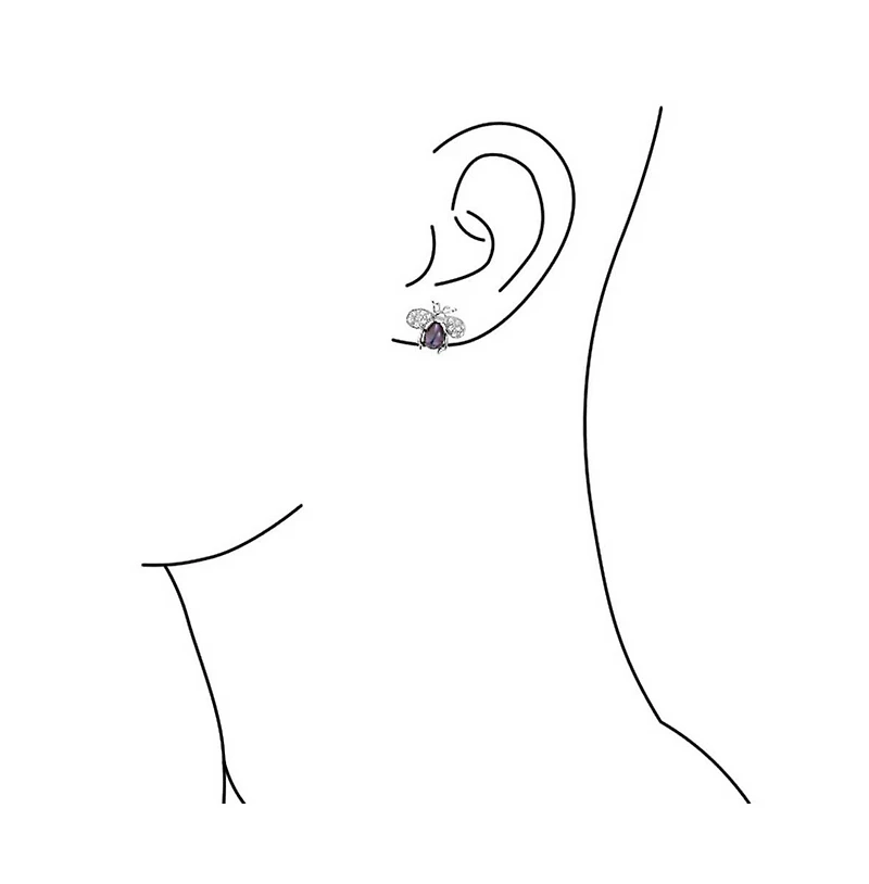 Bling Jewelry Art Deco Cz Stud Earrings with Jade and Pearl Bumble Bee Design