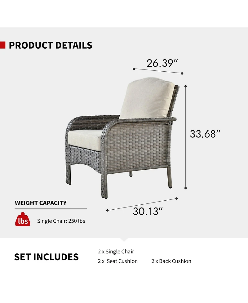 Xizzi 2 Pieces Patio Fruniture Set,Outdoor Wicker Chairs,Artificially Woven Rattan Chairs with Armrest Support Thickened Comfortable Cushion