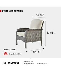 Xizzi 2 Pieces Patio Fruniture Set,Outdoor Wicker Chairs,Artificially Woven Rattan Chairs with Armrest Support Thickened Comfortable Cushion