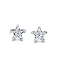 Bling Jewelry Small Celestial Usa Cz Star Stud Earrings , Sterling Silver, 7-6 Mm