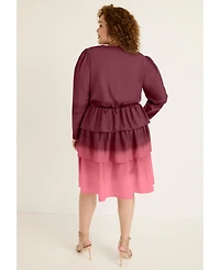 June + Vie Women's Three-Tiered Ombre Dress
