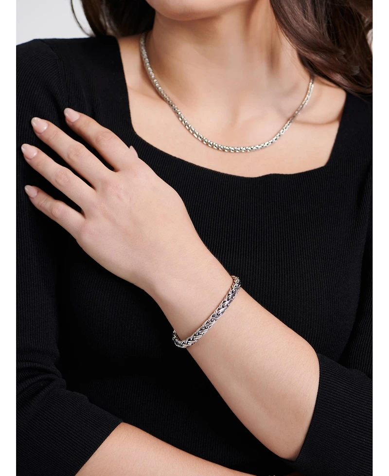 Sterling Silver Paddy Oval 7mm Chain Bracelet, Large 8.0 in