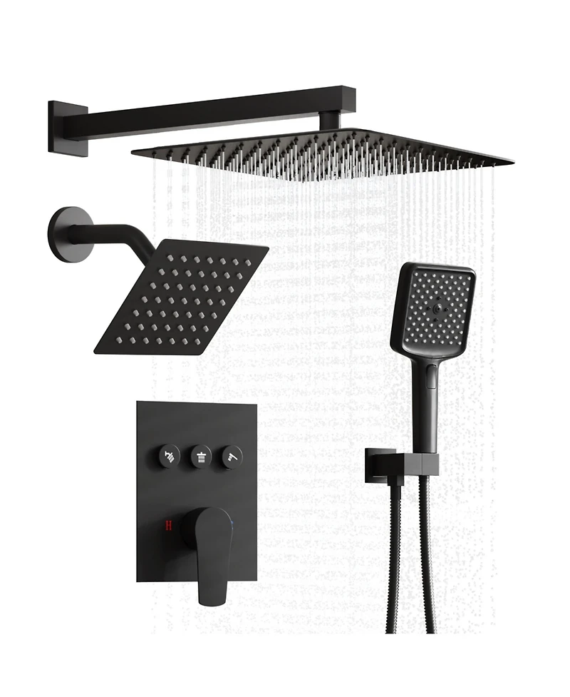 Mondawe 3-Function Dual Shower Head Pressure-balanced Shower System with 4 Sprays Handheld