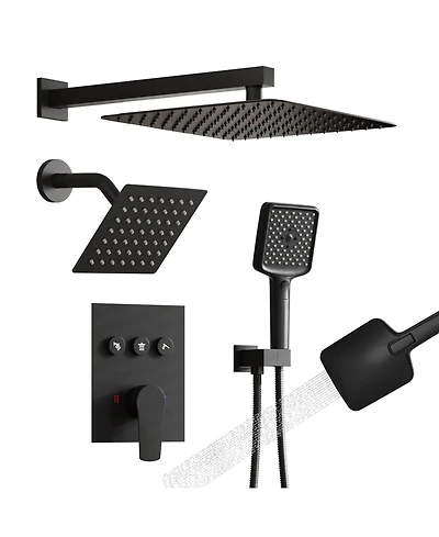 Mondawe 3-Function Dual Shower Head Pressure-balanced Shower System with 4 Sprays Handheld