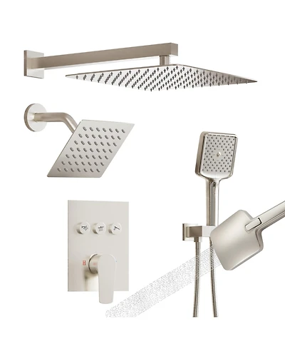 Mondawe 3-Function Dual Shower Head Pressure-balanced System with 4 Sprays Handheld