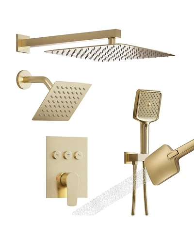 Mondawe 3-Function Dual Shower Head Pressure-balanced System with 4 Sprays Handheld