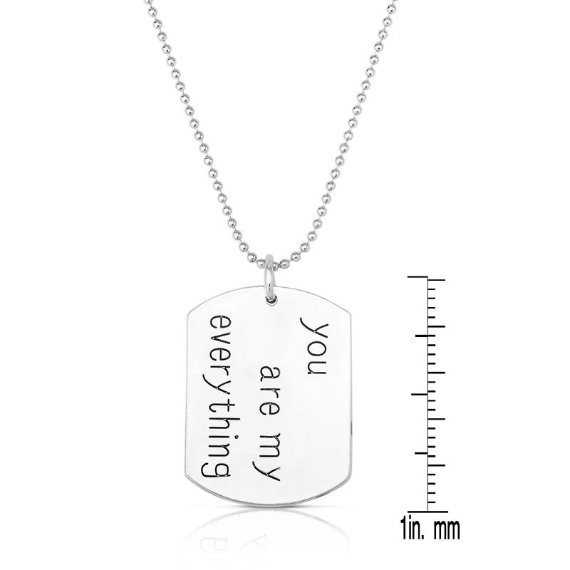 White Gold Plated Dog Tag Pendant Necklace