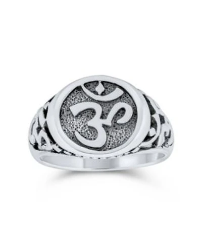 Bling Jewelry Religious Yogi Aum Om Signet Silver Ring For Men In Sterling Silver