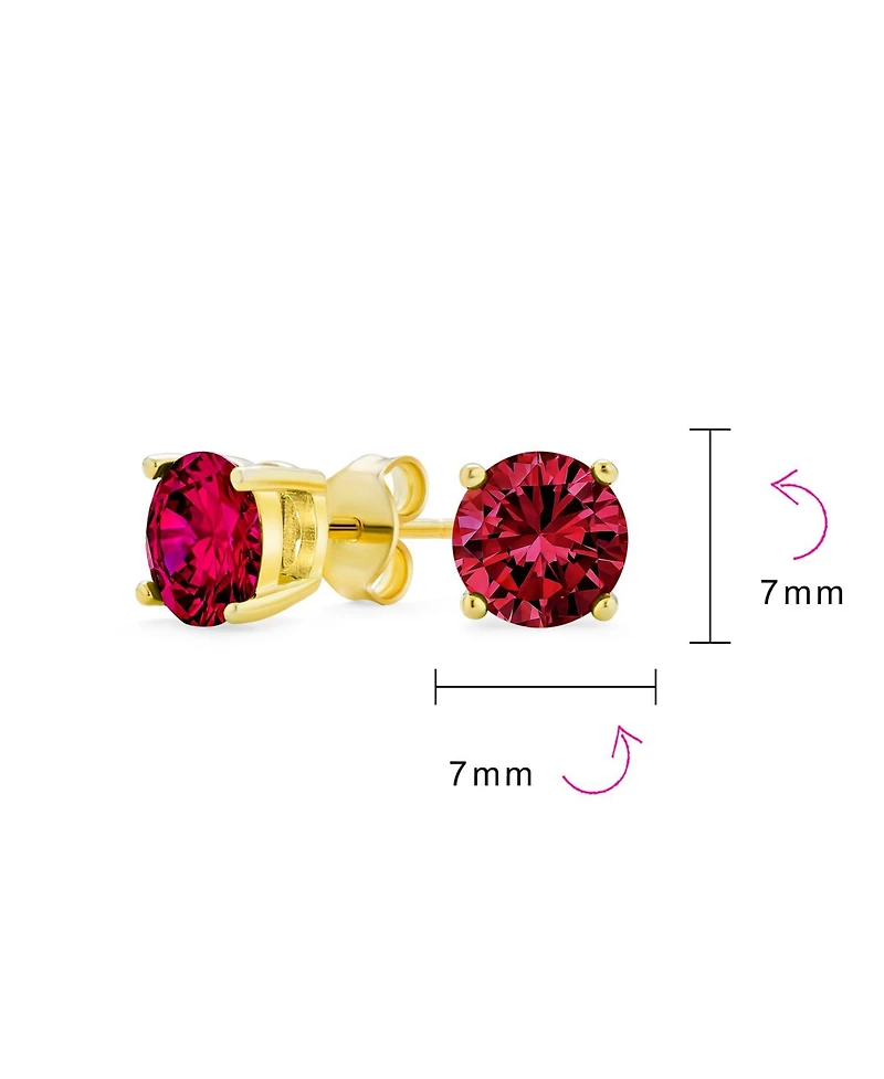 Bling Jewelry 1-2 Ct Round Cz Stud Earrings Pink, Red, Blue, Brown, Green, 14K Gold/Silver