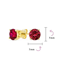 Bling Jewelry 1-2 Ct Round Cz Stud Earrings Pink, Red, Blue, Brown, Green, 14K Gold/Silver