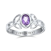 Bling Jewelry Delicate Oval Natural Stone Bff Sorority Sister Promise Trinity Celtic Knot Ring Thin Band Sterling Silver