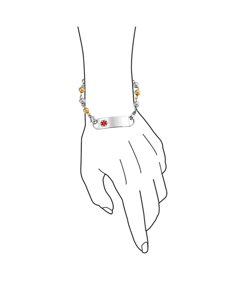Bling Jewelry Identification Medical Id Bracelet Stainless Steel Ball Bead Chain 7.5 Inch