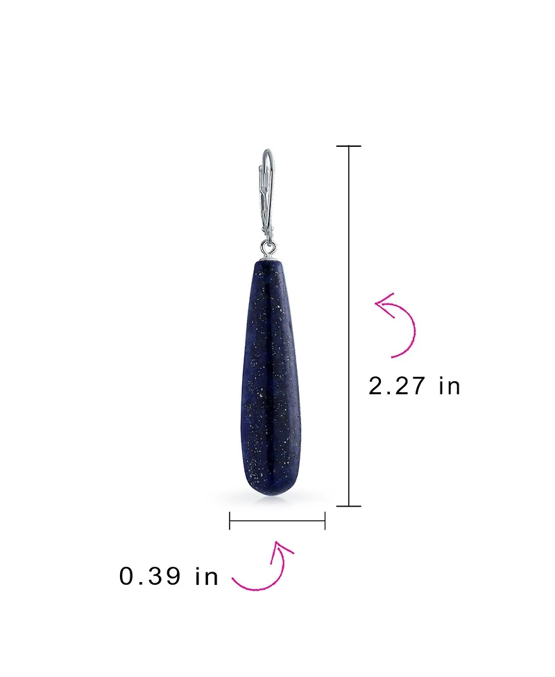 Bling Jewelry Long Linear Quartz Turquoise Onyx Lapis Lazuli Dangle Earrings Sterling Silver