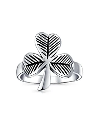 Bling Jewelry Saint Patrick's Good Luck Celtic Silver Ring with Trinity Shamrock Design