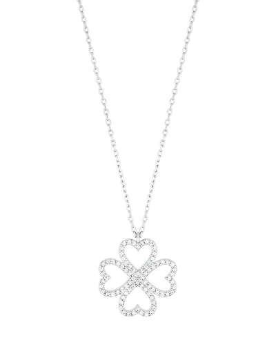 Adornia Adjustable Cubic Zirconia Heart-Shaped Pave Clover Necklace