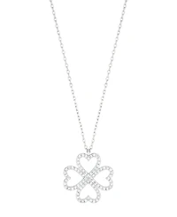 Adornia Adjustable Cubic Zirconia Heart-Shaped Pave Clover Necklace