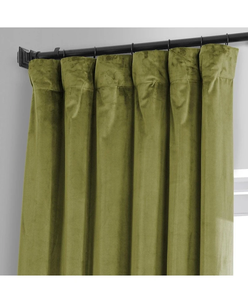 Half Price Drapes Jalapeno Green Signature Plush Velvet Hotel Blackout Curtain